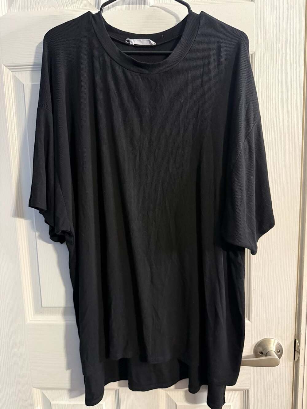 Talulah Black Ribbed Oversized Short Sleeve T-Shirt